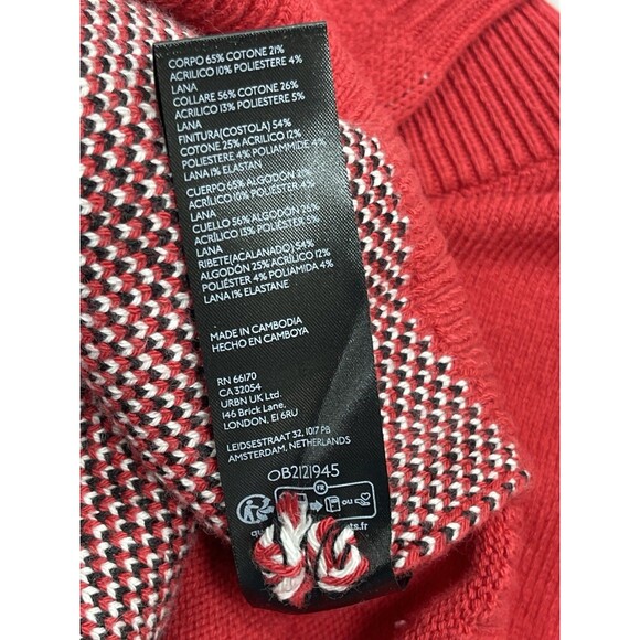 Anthropologie Maeve Sweater Oversize Red Graphic Monogram Comfy Boho Sz XXS NWT - Picture 11 of 13